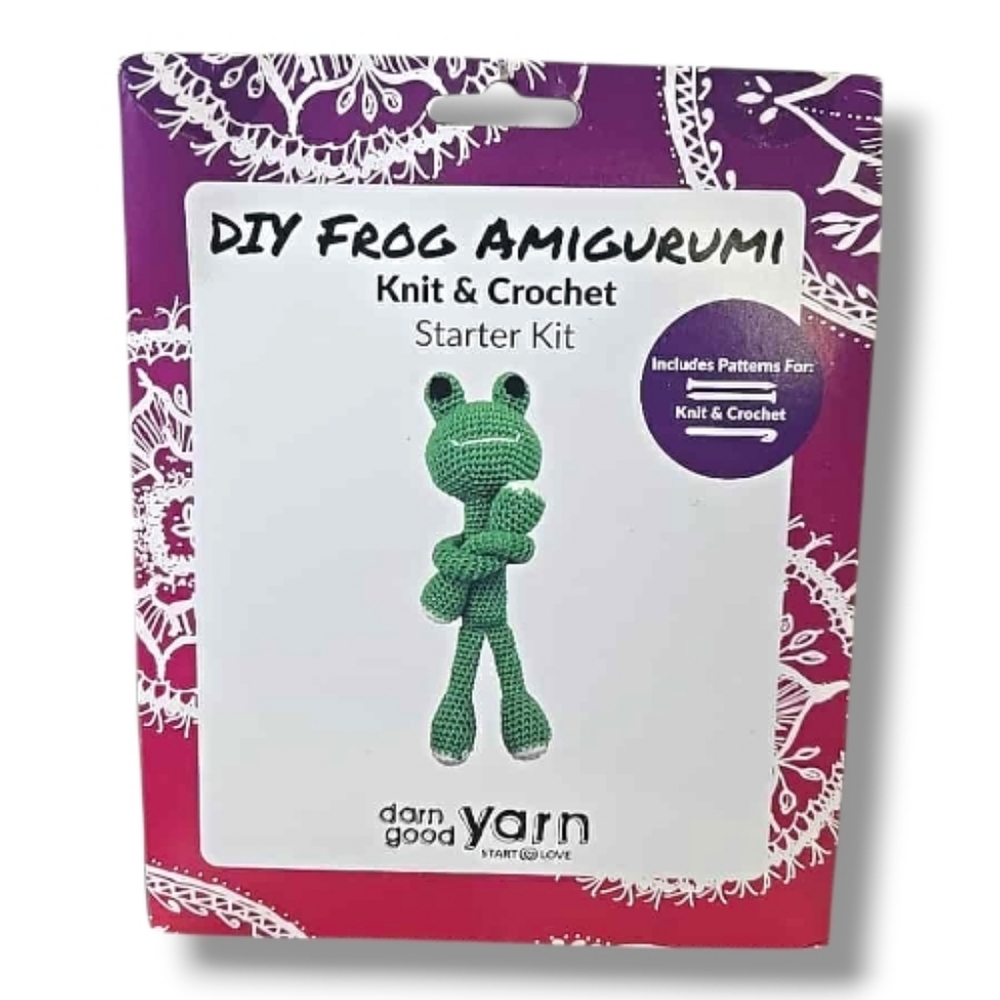 DIY Frog Amigurumi Knit & Crochet Kit - Darn Good Yarn